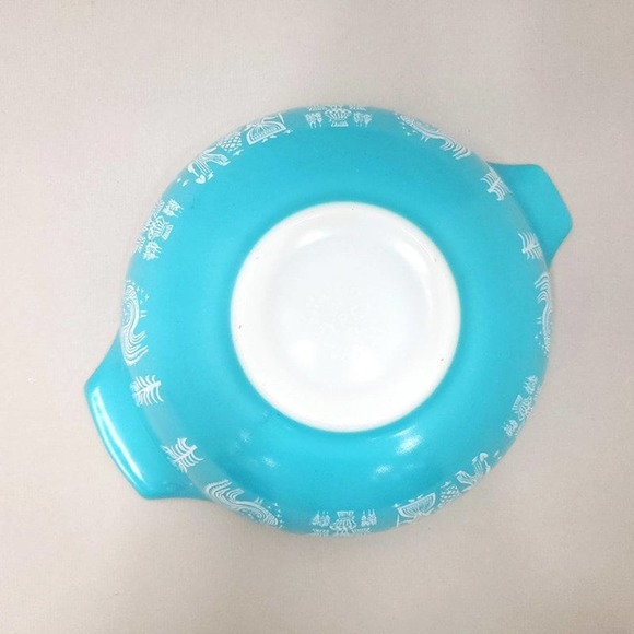 Pyrex Butterprint 4 Qt Cinderella Bowl 444, Turquoise Pyrex - Picture 5 of 7